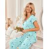 Ekouaer 2 Pack Womens Pajamas Short Sleeve Sleepwear Top with Pants Super-Soft Printed Lounge Sets S-XXL(Coffee Gray/Star Blue)