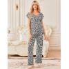 Ekouaer 2 Pack Womens Pajamas Short Sleeve Sleepwear Top with Pants Super-Soft Printed Lounge Sets S-XXL(Gray Leopard/Black)