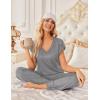 Ekouaer 2 Pack Womens Pajamas Short Sleeve Sleepwear Top with Pants Super-Soft Printed Lounge Sets S-XXL(Gray Star/Gray)