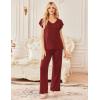 Ekouaer 2 Pack Womens Pajamas Short Sleeve Sleepwear Top with Pants Super-Soft Printed Lounge Sets S-XXL(Gray/Wine Red)