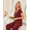 Ekouaer 2 Pack Womens Pajamas Short Sleeve Sleepwear Top with Pants Super-Soft Printed Lounge Sets S-XXL(Gray/Wine Red)