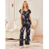 Ekouaer 2 Pack Womens Pajamas Short Sleeve Sleepwear Top with Pants Super-Soft Printed Lounge Sets S-XXL(Green Flower/Black Flower)