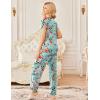 Ekouaer 2 Pack Womens Pajamas Short Sleeve Sleepwear Top with Pants Super-Soft Printed Lounge Sets S-XXL(Green Flower/Black Flower)
