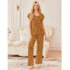 Ekouaer 2 Pack Womens Pajamas Short Sleeve Sleepwear Top with Pants Super-Soft Printed Lounge Sets S-XXL(Teddy Navy/Teddy Brown)