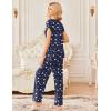 Ekouaer 2 Pack Womens Pajamas Short Sleeve Sleepwear Top with Pants Super-Soft Printed Lounge Sets S-XXL(Teddy Navy/Teddy Brown)