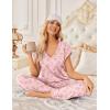 Ekouaer 2 Pack Womens Pajamas Short Sleeve Sleepwear Top with Pants Super-Soft Printed Lounge Sets S-XXL(Teddy Pink/Teddy Blue)