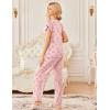 Ekouaer 2 Pack Womens Pajamas Short Sleeve Sleepwear Top with Pants Super-Soft Printed Lounge Sets S-XXL(Teddy Pink/Teddy Blue)