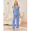 Ekouaer 2 Pack Womens Pajamas Short Sleeve Sleepwear Top with Pants Super-Soft Printed Lounge Sets S-XXL(Teddy Pink/Teddy Blue)