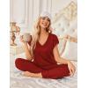 Ekouaer 2 Pack Womens Pajamas Short Sleeve Sleepwear Top with Pants Super-Soft Printed Lounge Sets S-XXL(Wine Red/Red Stripe)