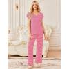Ekouaer 2 Pack Womens Pajamas Short Sleeve Sleepwear Top with Pants Super-Soft Printed Lounge Sets S-XXL(Wine Red/Red Stripe)