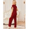Ekouaer 2 Pack Womens Pajamas Short Sleeve Sleepwear Top with Pants Super-Soft Printed Lounge Sets S-XXL(Wine Red/Red Stripe)