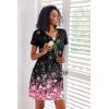 Ekouaer 3 Pack Nightgowns for Women Short Sleeve Sleep Shirts T Shirt Night Gown V Neck Nightshirts Soft Sleepwear Dress(Black/Cherry Blossoms/Floral Green)