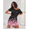 Ekouaer 3 Pack Nightgowns for Women Short Sleeve Sleep Shirts T Shirt Night Gown V Neck Nightshirts Soft Sleepwear Dress(Black/Cherry Blossoms/Floral Green)