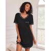 Ekouaer 3 Pack Nightgowns for Women Short Sleeve Sleep Shirts T Shirt Night Gown V Neck Nightshirts Soft Sleepwear Dress(Black/Grey/Cherry Blossoms)