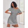Ekouaer 3 Pack Nightgowns for Women Short Sleeve Sleep Shirts T Shirt Night Gown V Neck Nightshirts Soft Sleepwear Dress(Black/Grey/Navy Blue)