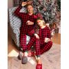 Ekouaer Christmas Matching Onesie for Couples Zipper One Piece Pajamas Adult Hooded Jumpsuit with Pockets(Christmas Buffalo Plaid)