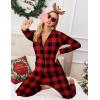 Ekouaer Christmas Onesie for Women Hooded Jumpsuit Long Sleeve Zip Up One Piece Pajamas Novelty Sleepwear(Buffalo Plaid)