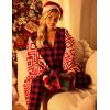 Ekouaer Christmas Onesie for Women Hooded Jumpsuit Long Sleeve Zip Up One Piece Pajamas Novelty Sleepwear(Buffalo Plaid)