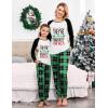 Ekouaer Christmas Pajamas for Family Long Sleeve Pjs Matching Sets with Plaid Pants Soft Sleepwear Loungewear(Green Letter)