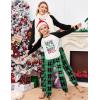 Ekouaer Christmas Pajamas for Family Long Sleeve Pjs Matching Sets with Plaid Pants Soft Sleepwear Loungewear(Green Letter)