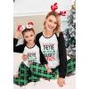 Ekouaer Christmas Pajamas for Family Long Sleeve Pjs Matching Sets with Plaid Pants Soft Sleepwear Loungewear(Green Letter)