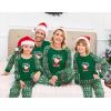 Ekouaer Christmas Pajamas for Family Long Sleeve Pjs Matching Sets with Plaid Pants Soft Sleepwear Loungewear(Green Teddy Bear)