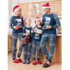 Ekouaer Christmas Pajamas for Family Long Sleeve Pjs Matching Sets with Plaid Pants Soft Sleepwear Loungewear(Navy Blue Polar Bear)