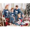 Ekouaer Christmas Pajamas for Family Long Sleeve Pjs Matching Sets with Plaid Pants Soft Sleepwear Loungewear(Navy Blue Polar Bear)