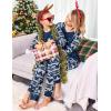 Ekouaer Christmas Pajamas for Family Long Sleeve Pjs Matching Sets with Plaid Pants Soft Sleepwear Loungewear(Navy Blue Snowman)