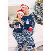 Ekouaer Christmas Pajamas for Family Long Sleeve Pjs Matching Sets with Plaid Pants Soft Sleepwear Loungewear(Navy Blue Snowman)