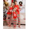 Ekouaer Christmas Pajamas for Family Long Sleeve Pjs Matching Sets with Plaid Pants Soft Sleepwear Loungewear(Red Christmas Elk)