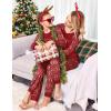 Ekouaer Christmas Pajamas for Family Long Sleeve Pjs Matching Sets with Plaid Pants Soft Sleepwear Loungewear(Red Teddy Bear)