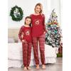 Ekouaer Christmas Pajamas for Family Long Sleeve Pjs Matching Sets with Plaid Pants Soft Sleepwear Loungewear(Red Teddy Bear)