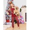 Ekouaer Christmas Pajamas for Family Long Sleeve Pjs Matching Sets with Plaid Pants Soft Sleepwear Loungewear(Red Teddy Bear)