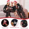 Ekouaer Family Christmas Pajamas Matching Sets Long Sleeve Couple Pjs Holiday Sleepwear Soft Loungewear with Pockets(Black-santa)