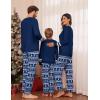 Ekouaer Family Christmas Pajamas Matching Sets Long Sleeve Couple Pjs Holiday Sleepwear Soft Loungewear with Pockets(Blue-christmas)
