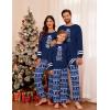 Ekouaer Family Christmas Pajamas Matching Sets Long Sleeve Couple Pjs Holiday Sleepwear Soft Loungewear with Pockets(Blue-christmas)