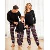 Ekouaer Family Matching Pajamas Christmas Sleepwear Long Sleeve Sleep Shirt with Plaid Pants Soft Loungewear Pjs Set S-XXL(Black With Christmas Tree)