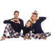 Ekouaer Family Matching Pajamas Christmas Sleepwear Long Sleeve Sleep Shirt with Plaid Pants Soft Loungewear Pjs Set S-XXL(Navy)