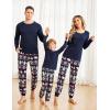 Ekouaer Family Matching Pajamas Christmas Sleepwear Long Sleeve Sleep Shirt with Plaid Pants Soft Loungewear Pjs Set S-XXL(Navy and Polar Bear)