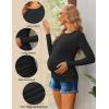 Ekouaer Maternity Shirts 3 Packs Women Long Sleeve Pregnancy Tee Tops Tunic Blouse Ribbed Side Ruched Mama Clothes S-XXL(Black/Green/Dirty Pink)
