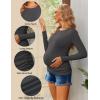 Ekouaer Maternity Shirts 3 Packs Women Long Sleeve Pregnancy Tee Tops Tunic Blouse Ribbed Side Ruched Mama Clothes S-XXL(Black/Grey/Dark Grey)