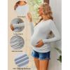 Ekouaer Maternity Shirts 3 Packs Women Long Sleeve Pregnancy Tee Tops Tunic Blouse Ribbed Side Ruched Mama Clothes S-XXL(Grey/Red/Army Green)