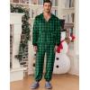 Ekouaer Mens Onesie Christmas Hoodie Fleece One Piece Pajamas Zipper Up Flannel Adult Pjs S-XXL(Green Plaid)
