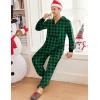 Ekouaer Mens Onesie Christmas Hoodie Fleece One Piece Pajamas Zipper Up Flannel Adult Pjs S-XXL(Green Plaid)