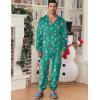 Ekouaer Mens Onesie Christmas Hoodie Fleece One Piece Pajamas Zipper Up Flannel Adult Pjs S-XXL(Green Snowflake)