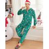 Ekouaer Mens Onesie Christmas Hoodie Fleece One Piece Pajamas Zipper Up Flannel Adult Pjs S-XXL(Green Snowflake)