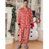 Ekouaer Mens Onesie Christmas Hoodie Fleece One Piece Pajamas Zipper Up Flannel Adult Pjs S-XXL(Reindeer Red)