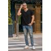 Ekouaer Mens Pajama Set Short Sleeve V Neck 2 Piece Nightwear Shorts With Pockets Summer Sleepwear PJS for Men(Black)