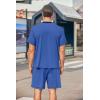 Ekouaer Mens Pajama Set Short Sleeve V Neck 2 Piece Nightwear Shorts With Pockets Summer Sleepwear PJS for Men(Blue)